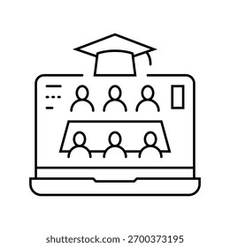 projeto de grupo plataforma educacional linha ícone vetor. projeto de grupo plataforma educacional sinal. isolado contorno símbolo ilustração preta