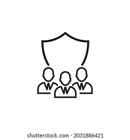 Icono de protección de grupo, icono de línea de protección de grupo, ilustración vectorial