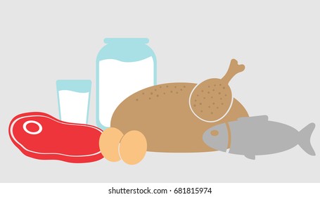Group of protein food flat design