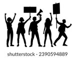 Group of Protesters or activist silhouette. Vector illustration