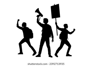 Group of Protesters silhouette. Vector illustration