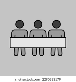 Group of protesting people with big placard vector isolated icon. Demonstration, protest, strike, revolution. Graph symbol for web site design, logo, app, UI