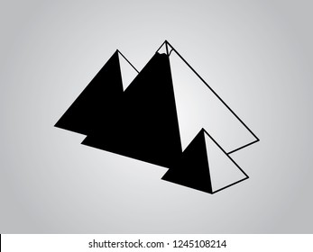 Group of pyramids of Egypt vector illustration using black color lines on white background