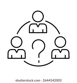 Group Question Line Icon. Question Mark, Thinking, Asking, Answer, Help Editable Stroke Vector Illustration
