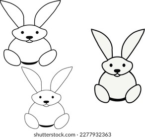 Un grupo de páginas de coloreado de líneas de conejo. Se trata de un archivo de pasos vectoriales modificable.