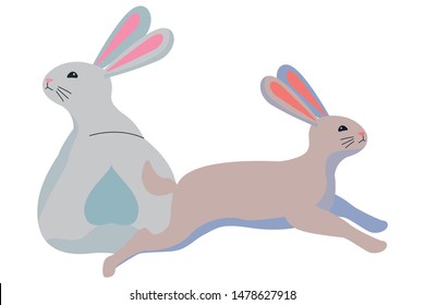 group of rabbits animals playing cartoons ,vector illustration graphic design.