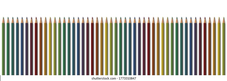 A group of rainbow colored crayon pencils on white background