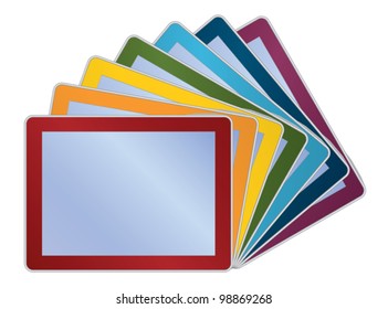 group of rainbow colors tablets  illustration