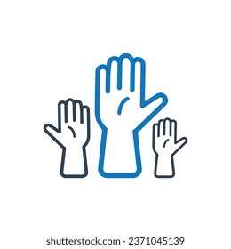 Group of raised hands, Election, Question icon