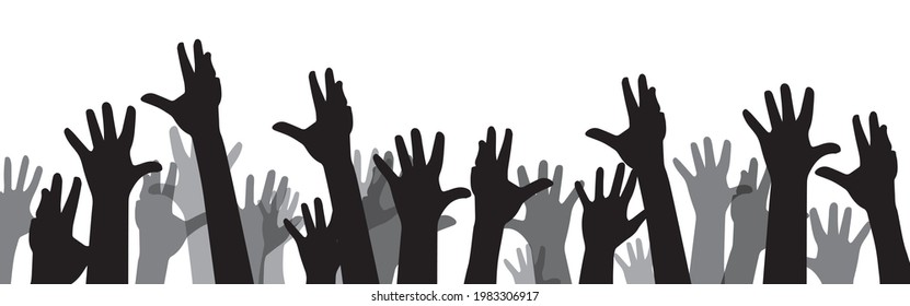 Gruppe von Händen auf weißem Hintergrund