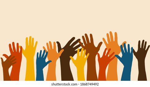 Raised Hands Team Work Concept Background Stock Vector (Royalty Free ...