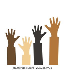 The group raised human arms and hands. Diversity multiethnic people. Racial equality. Men and women of different cultures and peoples. harmony of coexistence. Multicultural Community Integration