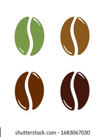 Group of raw and roasted coffee beans, caffeine symbol. Hand drawn graphic vector illustration isolated on white background.