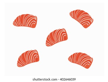 a group of raw salmon slide background vector