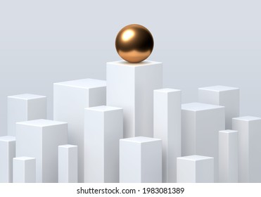 Group of rectangular podiums for product presentation. Minimal scene with different sizes podiums, Vector illustration.