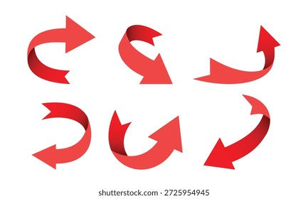 A group of red arrows pointing in different directions, Aeeows set vector