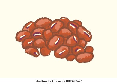 A group of red beans in flat vector illustration