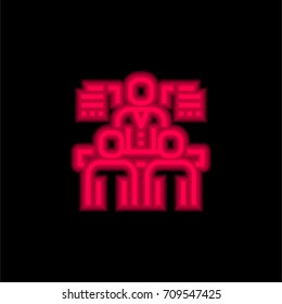 Group red glowing neon ui ux icon. Glowing sign logo vector