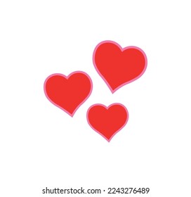group of red love hearts. vector illustration romance symbol of floating hearts. 