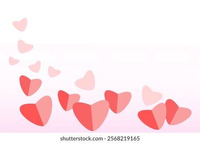 Group of red and pink color hearts confetti on white background, Heart shaped paper symbols and illustrations for festival of love with Valentine's Day and Health care concept