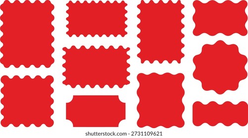Grupo de marcos ondulados rojos y etiquetas decorativas ofrece un kit de herramientas versátil para diseños creativos, presentaciones y Elementos gráficos.