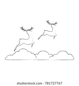 group of reindeer jumping scene