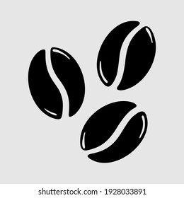 Group of roasted coffee beans, caffeine symbol. Hand drawn graphic vector illustration isolated on white background.