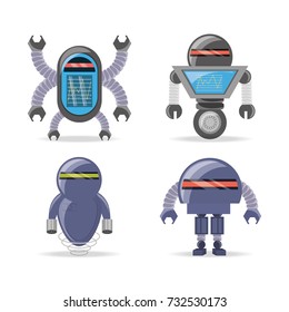Group of robot cartoon design