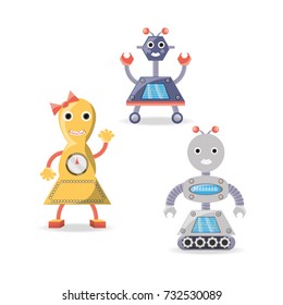 Group of robot cartoon designs