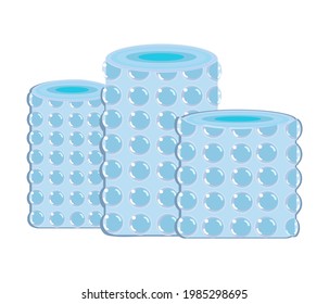 Group Of Roll Air Bubble Wrap Vector.