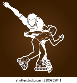 Group of Roller blade Players Action Vector