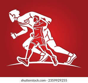 Group of Runner Action Start Running Men Run Together Cartoon Sport Graphic Vector