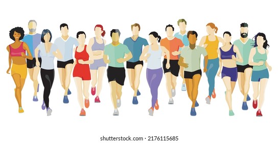 a group of runners illustration