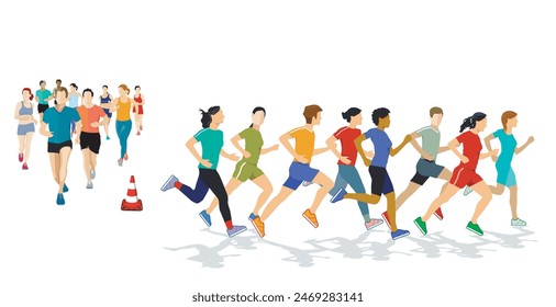 A group of runners illustration