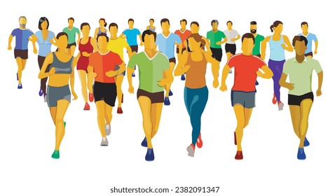 a group of runners llustration