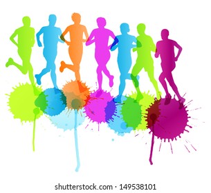 Group of runners vector background concept splashes