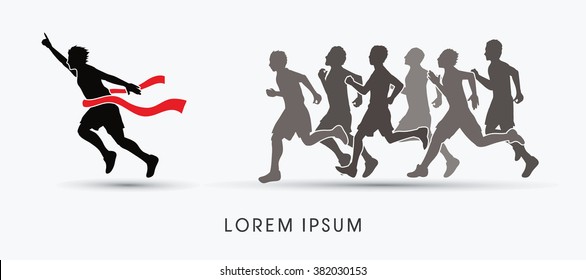 Group or runners, the winner graphic vector.