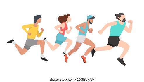 group Running men and women sports background - Shutterstock ID 1608987787