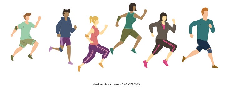 Group Running People Vector Illustration Flat Stock Vector (Royalty ...