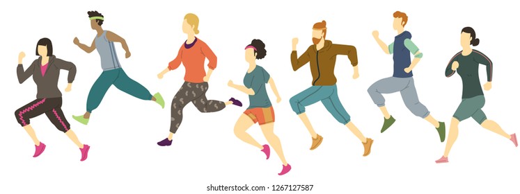 Group Running People Vector Illustration Flat Stock Vector (Royalty ...