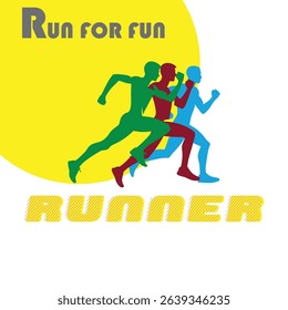 Group running silhouette vector illustration