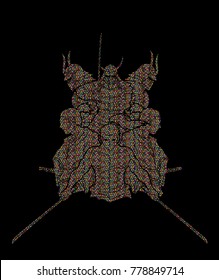 Group of Samurai, Ready to fight action designed using mosaic pattern cartoon graphic vector
