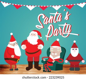Group of Santa Claus having party.