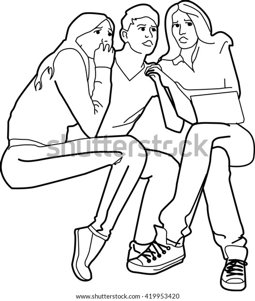 Group Scared Young People One Boy Stock Vector (Royalty Free) 419953420 ...