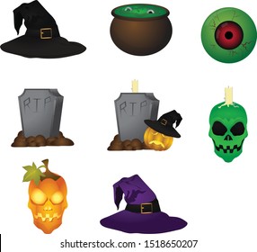 Group of scary halloween icons