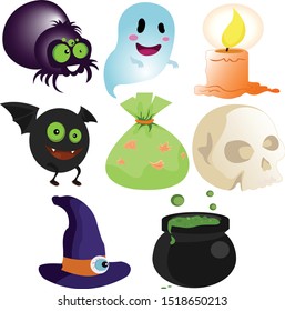 Group of scary halloween icons