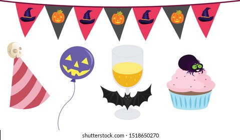Group of scary halloween icons