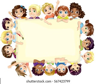 Group School Children Blank Board Stock Vector (Royalty Free) 567423799 ...