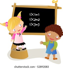 a group of school kids of math