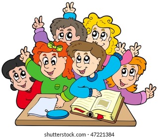 Grupo de escolares - ilustración vectorial.